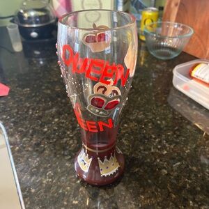 Lolita “Queen” large beer glass with Red and Gold Accents